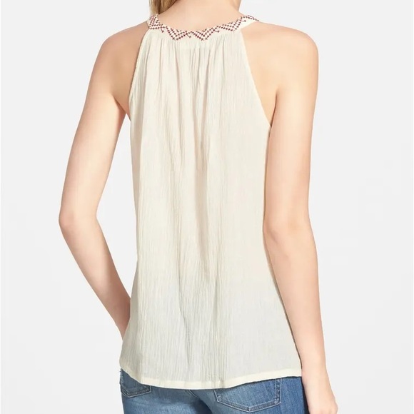 NWT Embroidered Cotton Gauze Split Neck Tank - Picture 3 of 11